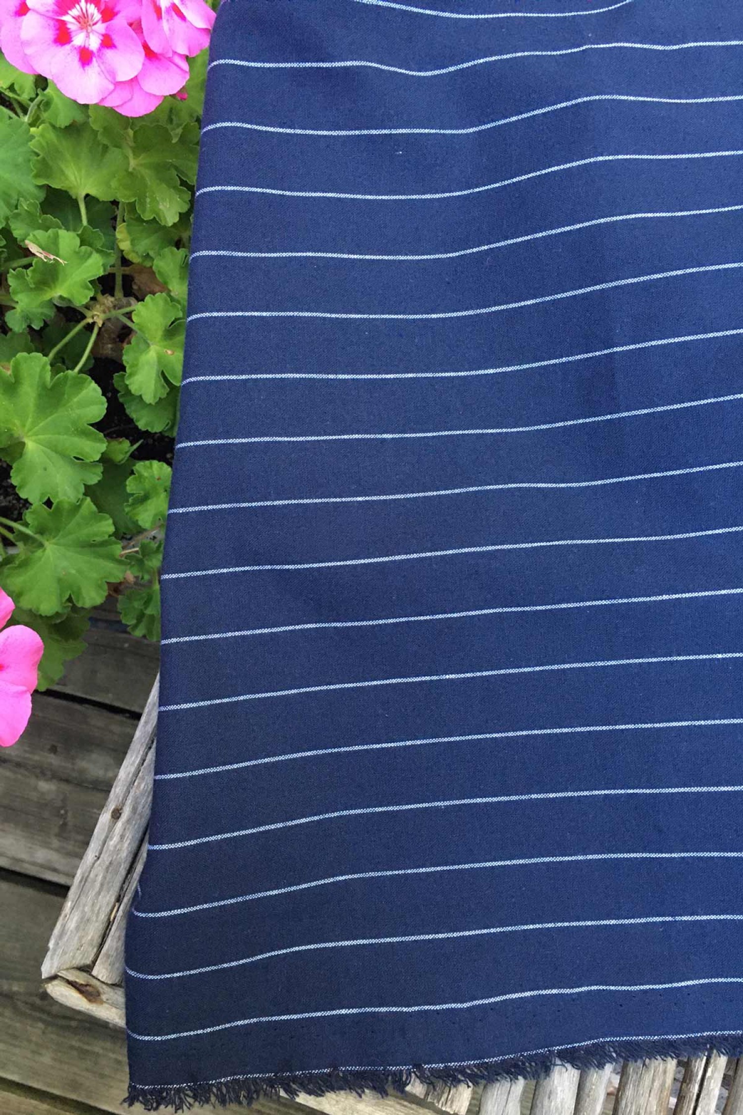 Linen-Cotton Blend Blue - End of the Roll - 70 cm piece